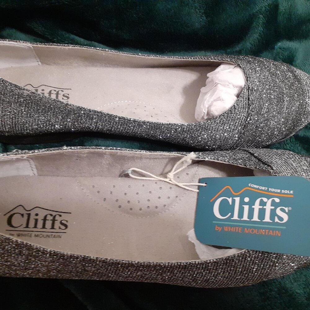SILVER SPARKLE FLATS NEW WITH TAGS CLIFFS BY WHITE MOUNTAIN - Picture 6 of 13